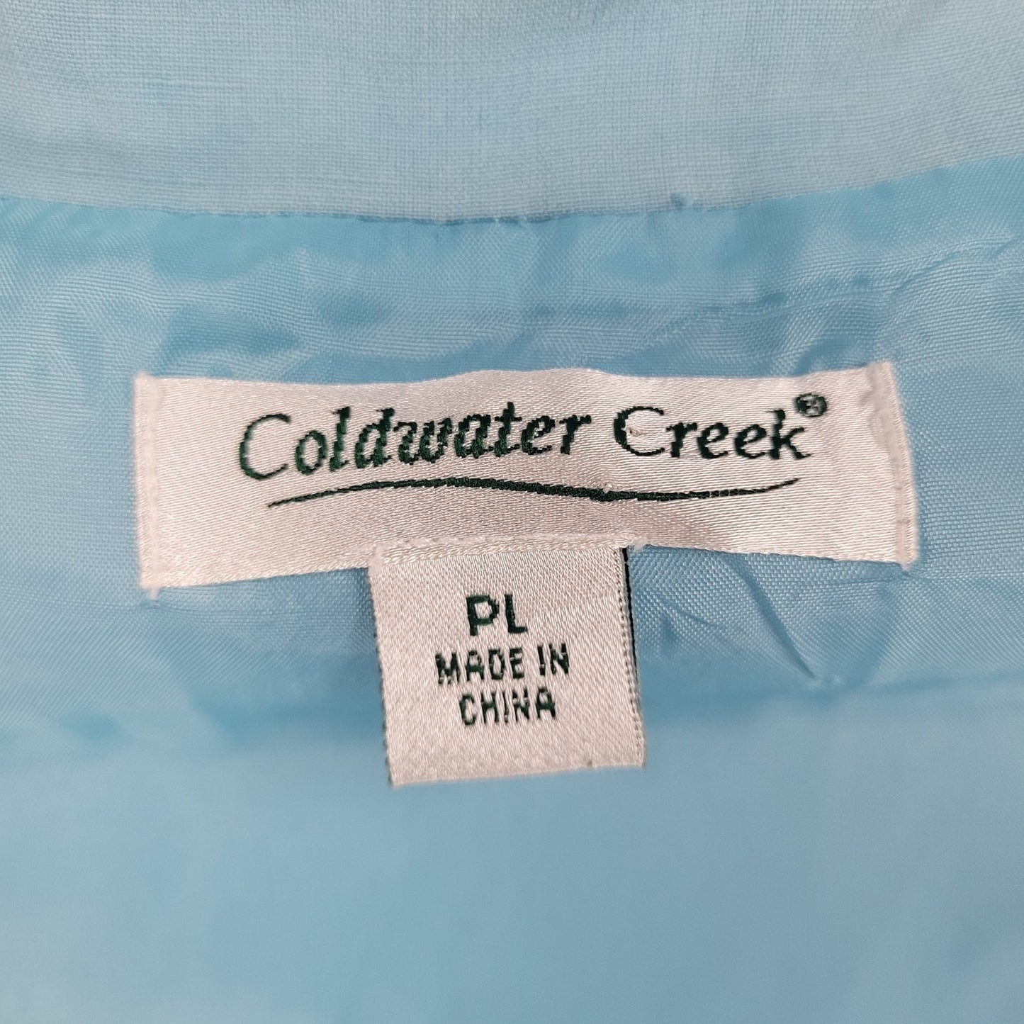 Coldwater Creek Blue Silk Linen Open Lined Long Sleeve Vented Notch Jacket PL