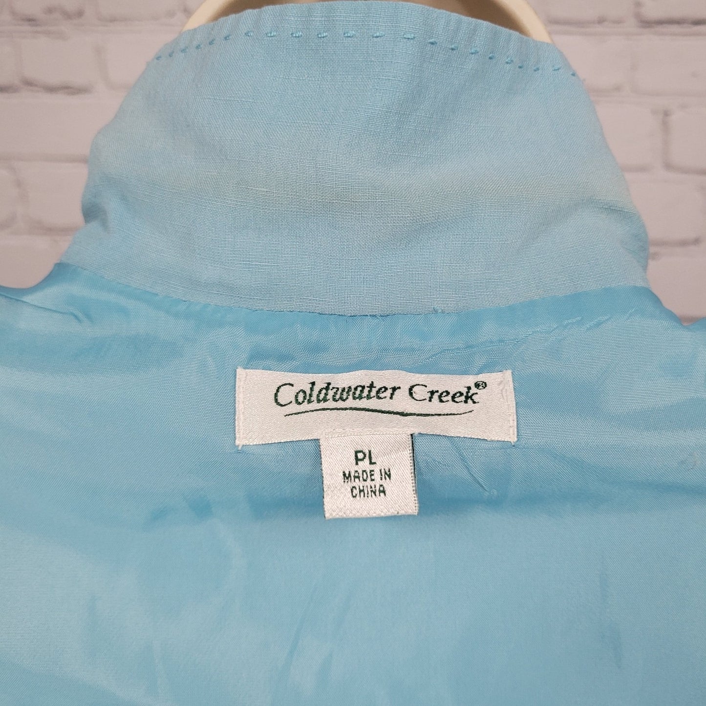 Coldwater Creek Blue Silk Linen Open Lined Long Sleeve Vented Notch Jacket PL