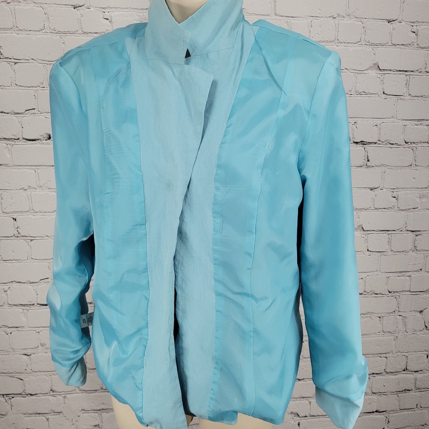 Coldwater Creek Blue Silk Linen Open Lined Long Sleeve Vented Notch Jacket PL