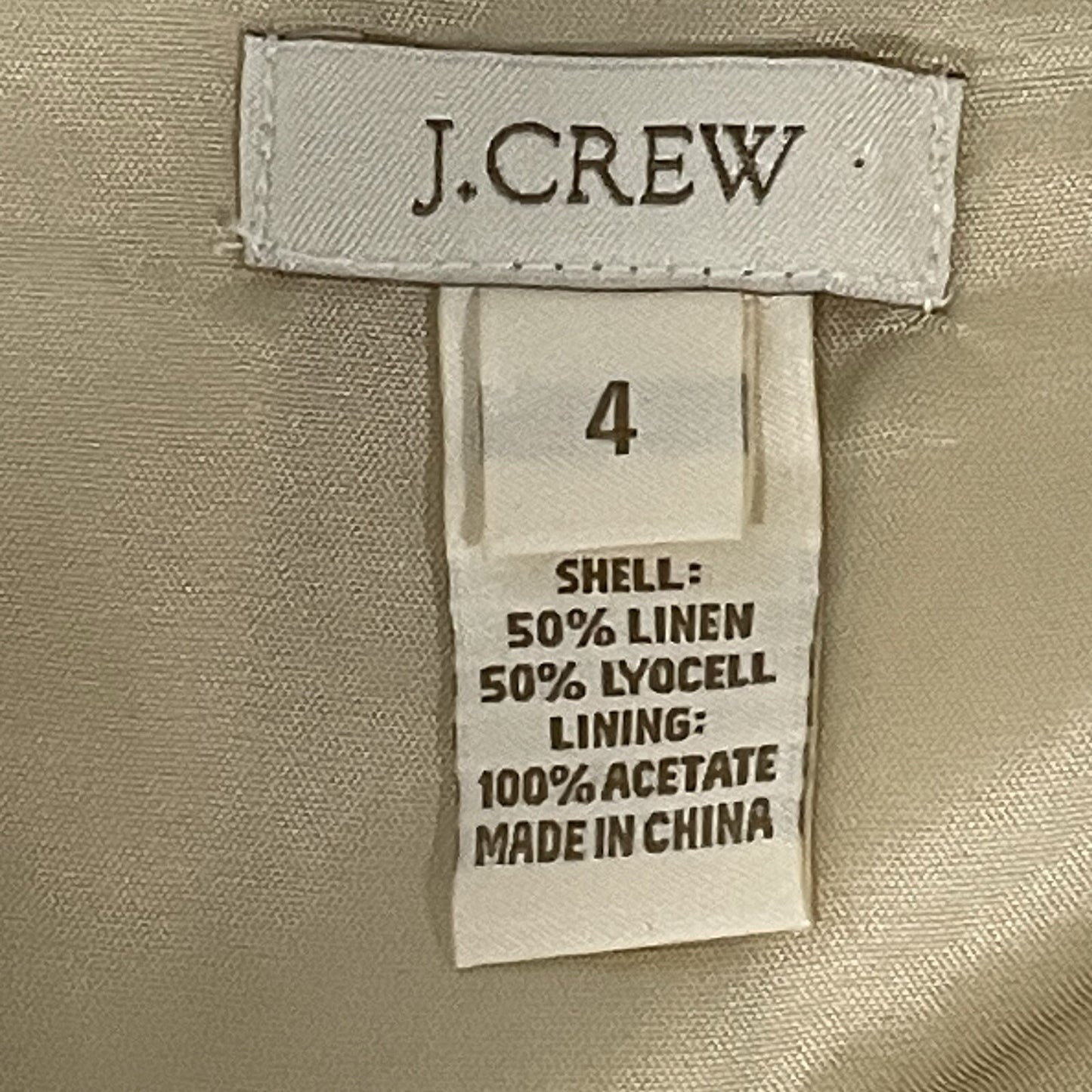 J Crew Cream Linen Blend Button Short Skirt Lined Pockets Pleated Size 4