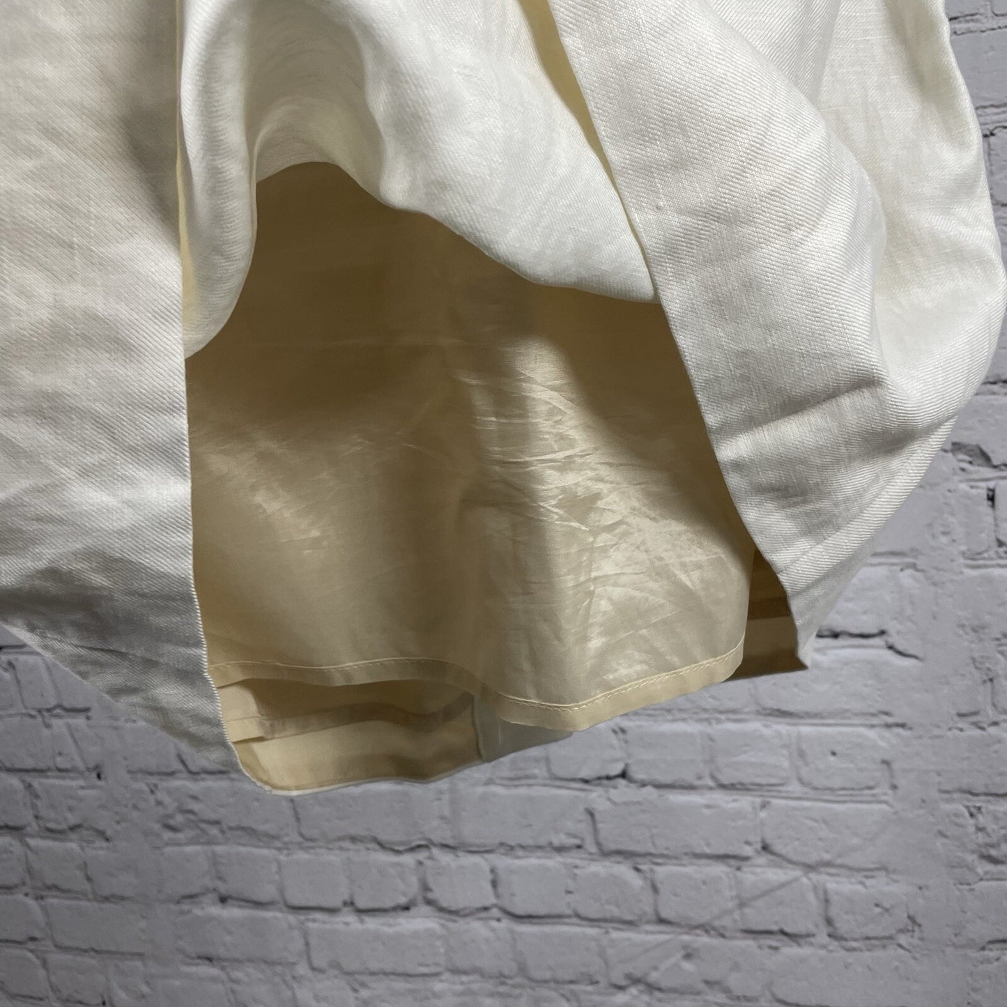 J Crew Cream Linen Blend Button Short Skirt Lined Pockets Pleated Size 4