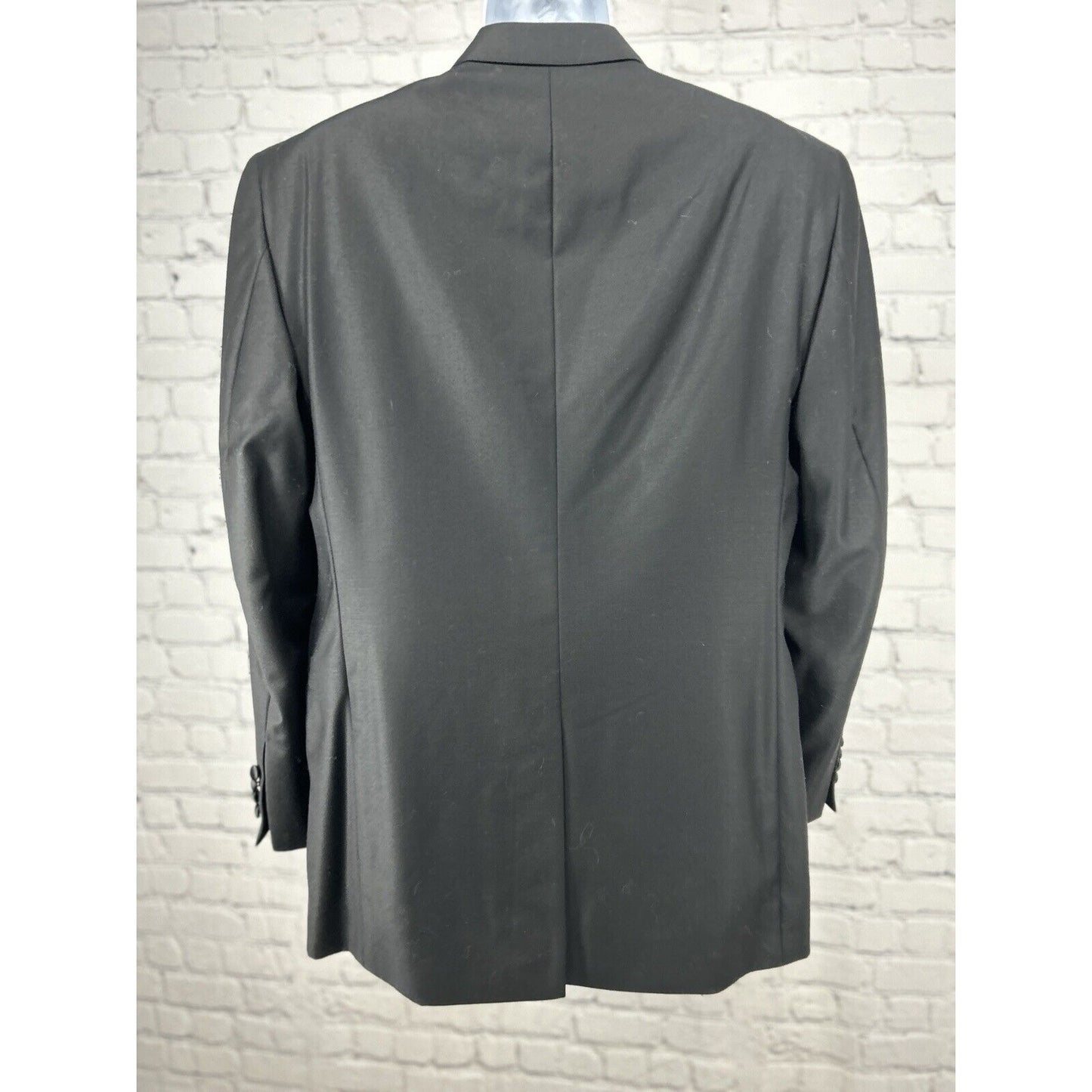 Jos A Bank Solid Black 100% Wool Single Button Vented Notch Tuxedo Suit Size 40R