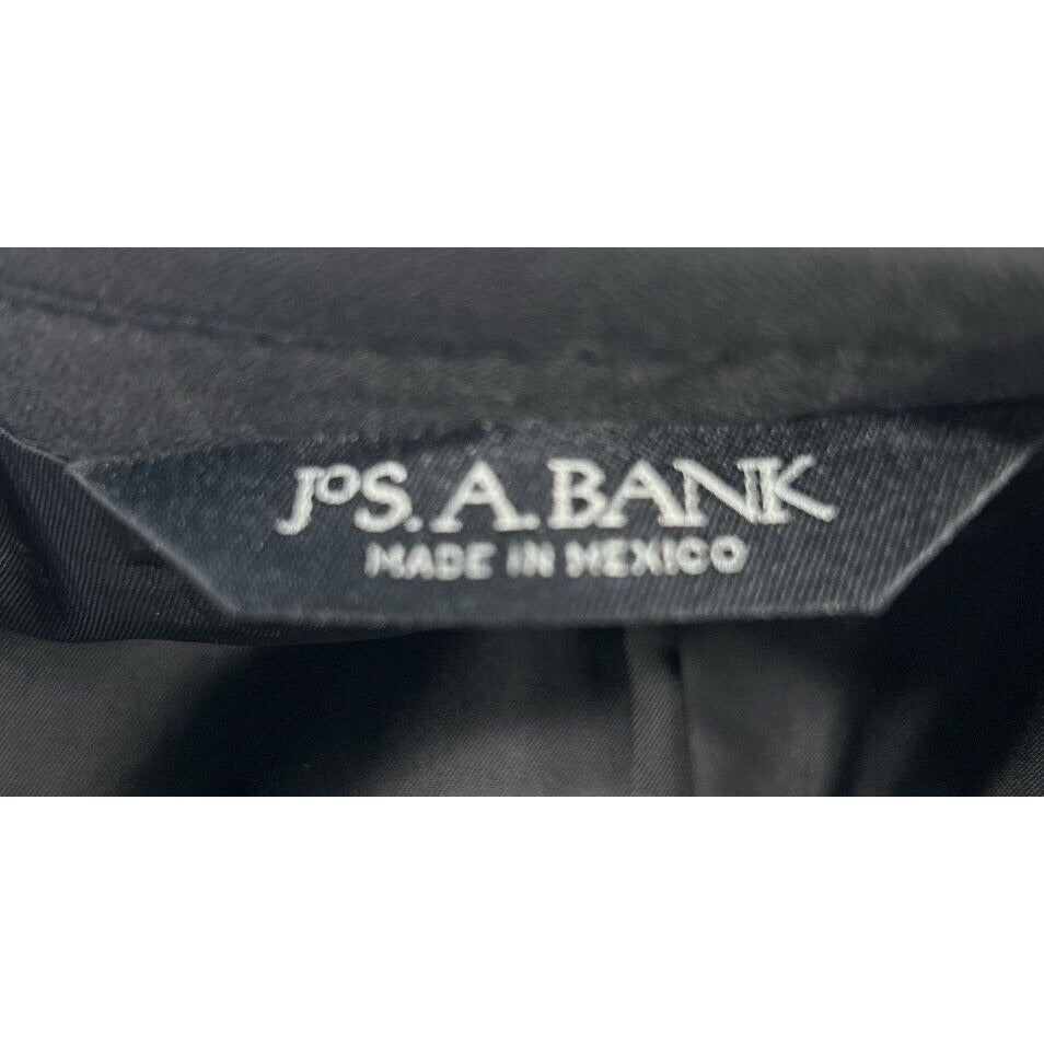 Jos A Bank Solid Black 100% Wool Single Button Vented Notch Tuxedo Suit Size 40R