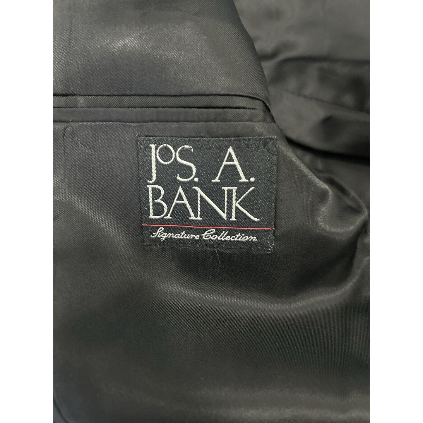 Jos A Bank Solid Black 100% Wool Single Button Vented Notch Tuxedo Suit Size 40R