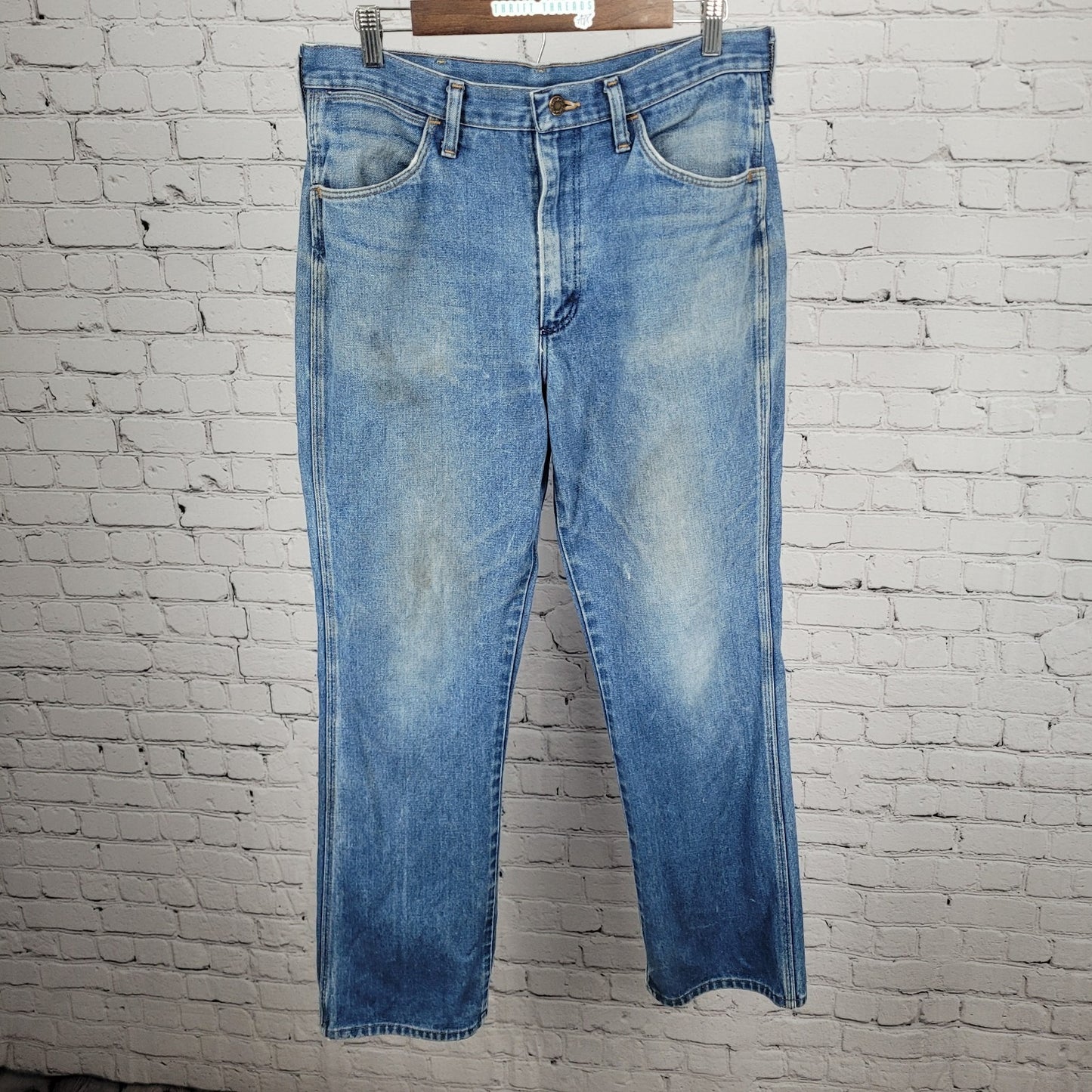 VTG Wrangler Blue Denim 100% Cotton Straight Leg Jeans USA 34x32 (32x31)