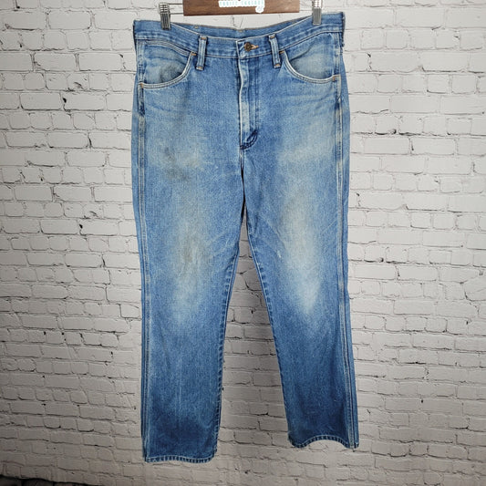 VTG Wrangler Blue Denim 100% Cotton Straight Leg Jeans USA 34x32 (32x31)