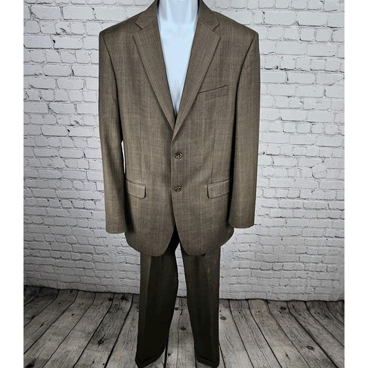 Jones New York Brown 100% Wool Full Suit 2 Piece Set 2 Button Notch 40L 35x30