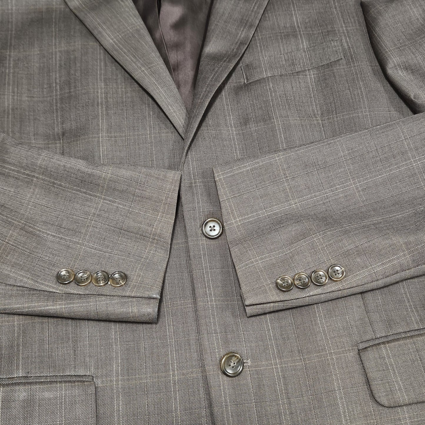 Jones New York Brown 100% Wool Full Suit 2 Piece Set 2 Button Notch 40L 35x30