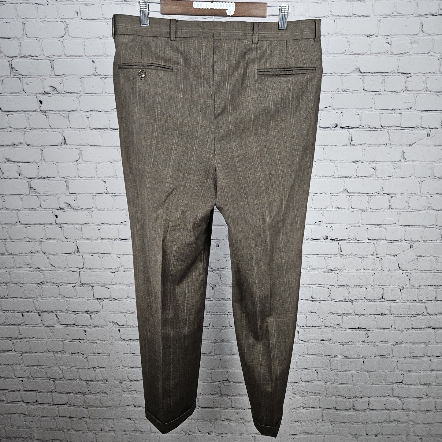 Jones New York Brown 100% Wool Full Suit 2 Piece Set 2 Button Notch 40L 35x30