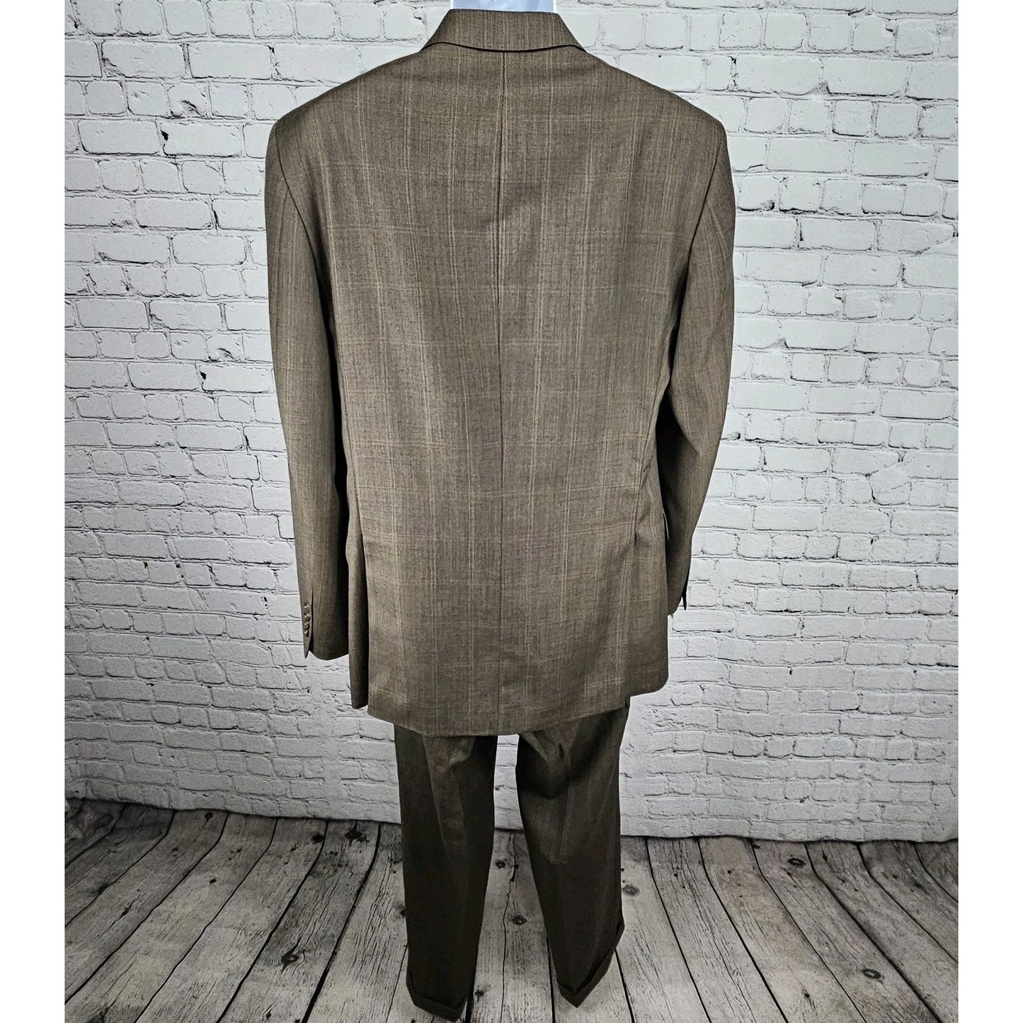 Jones New York Brown 100% Wool Full Suit 2 Piece Set 2 Button Notch 40L 35x30