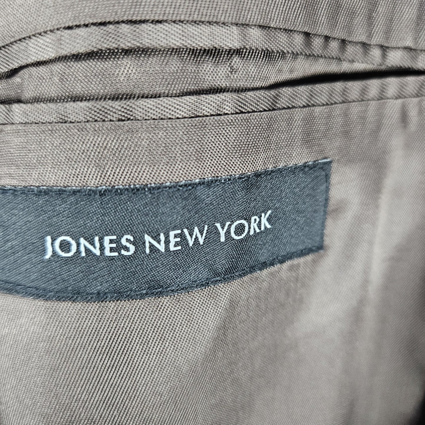 Jones New York Brown 100% Wool Full Suit 2 Piece Set 2 Button Notch 40L 35x30