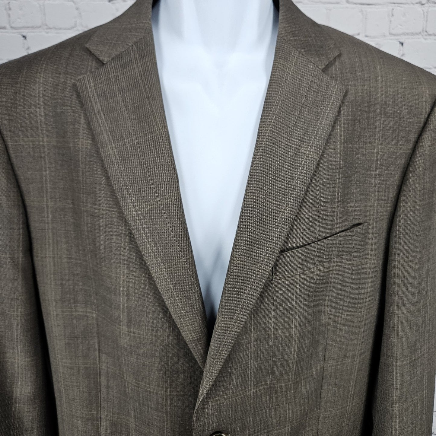 Jones New York Brown 100% Wool Full Suit 2 Piece Set 2 Button Notch 40L 35x30