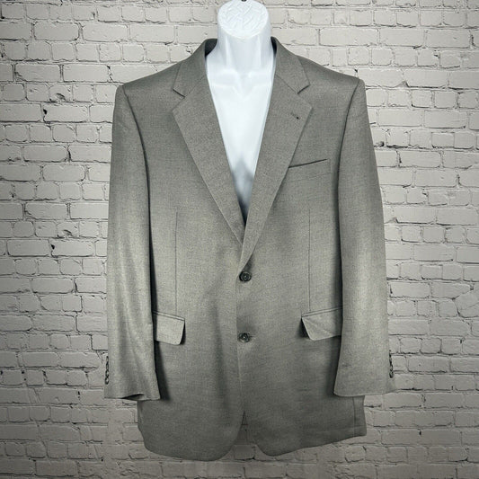 Jos A Bank Signature Gray Silk Camel Hair 2 Button Vented Suit Jacket Size 44L