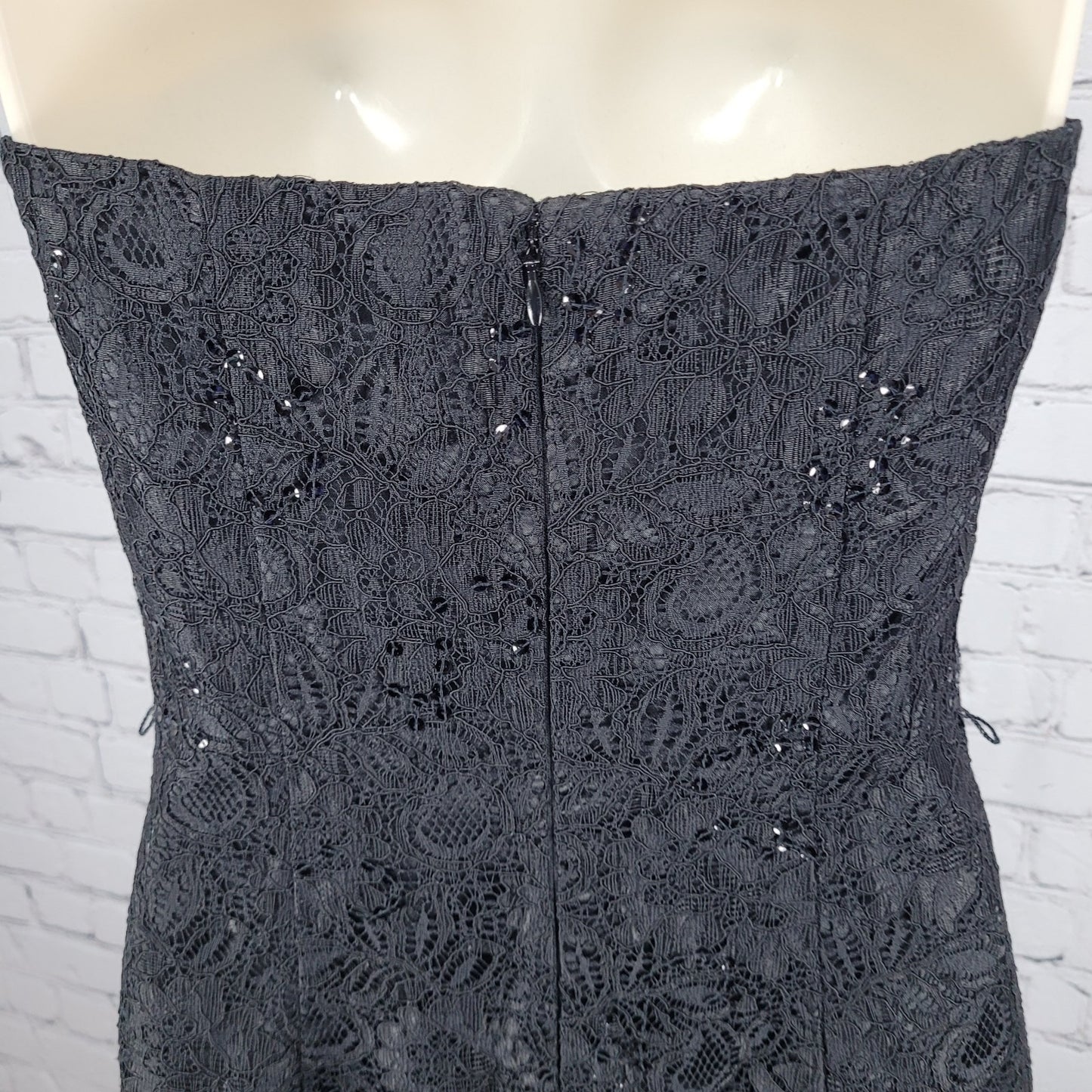 NWT White House Black Market Floral Sequin Lace Strapless Lined Short Dress 0