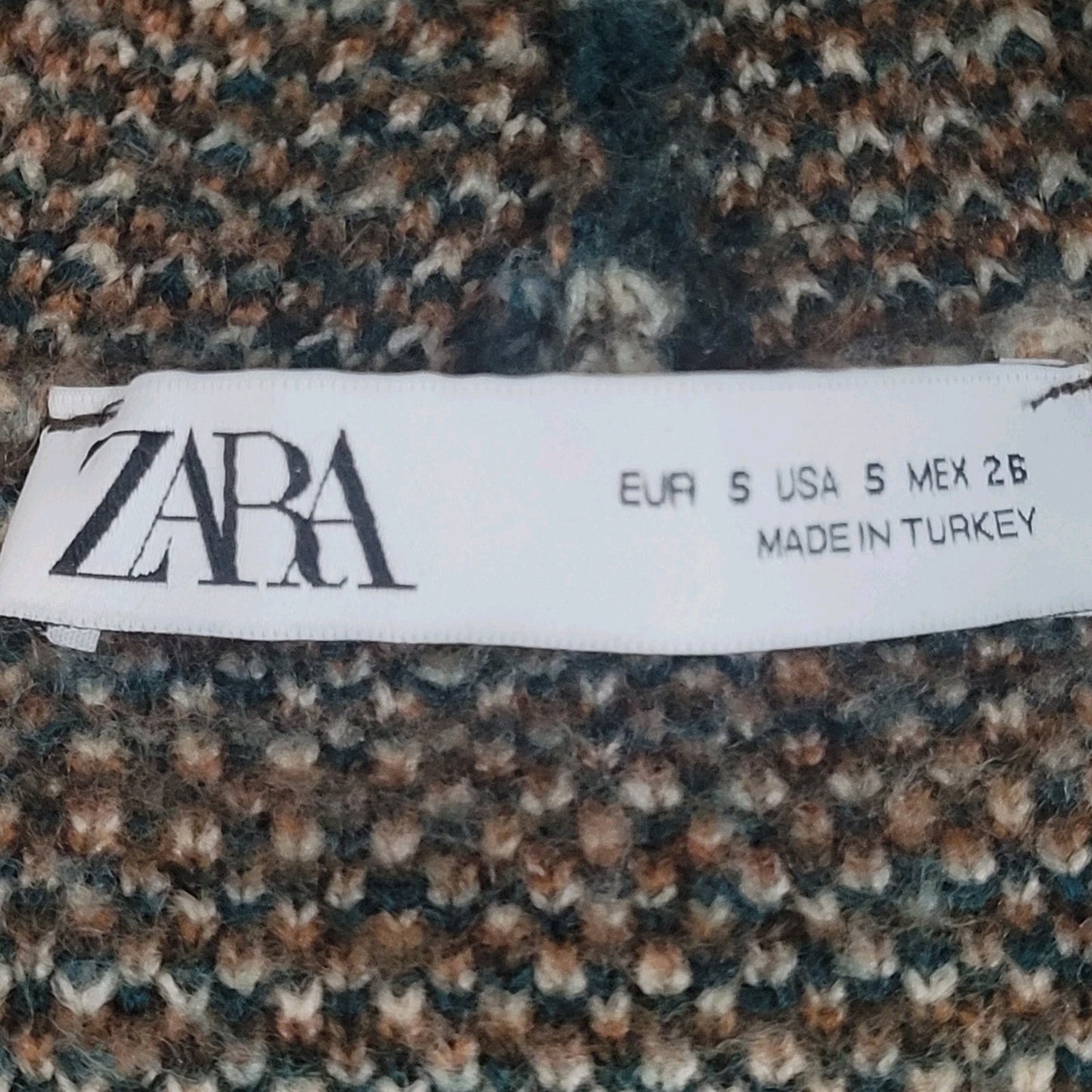 Zara Beige Floral Cozy Buttoned V Neck Oversized Cardigan Sweater Size Small S