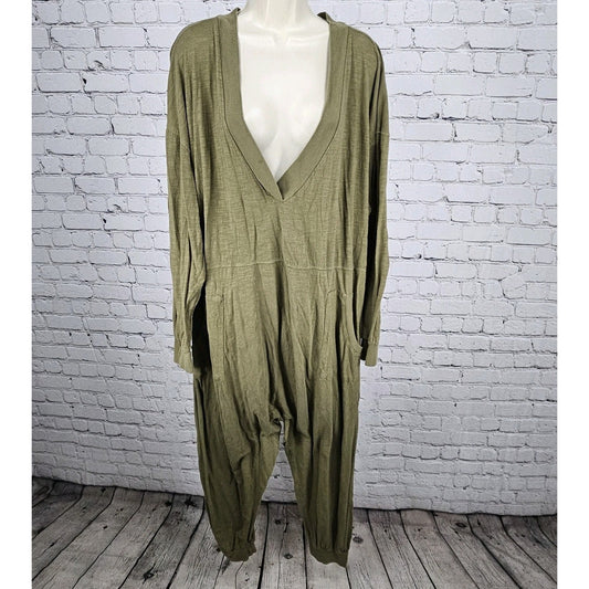 Natural Life Green 100% Cotton Long Sleeve Relaxed Casual 1 Piece Jumper Large L