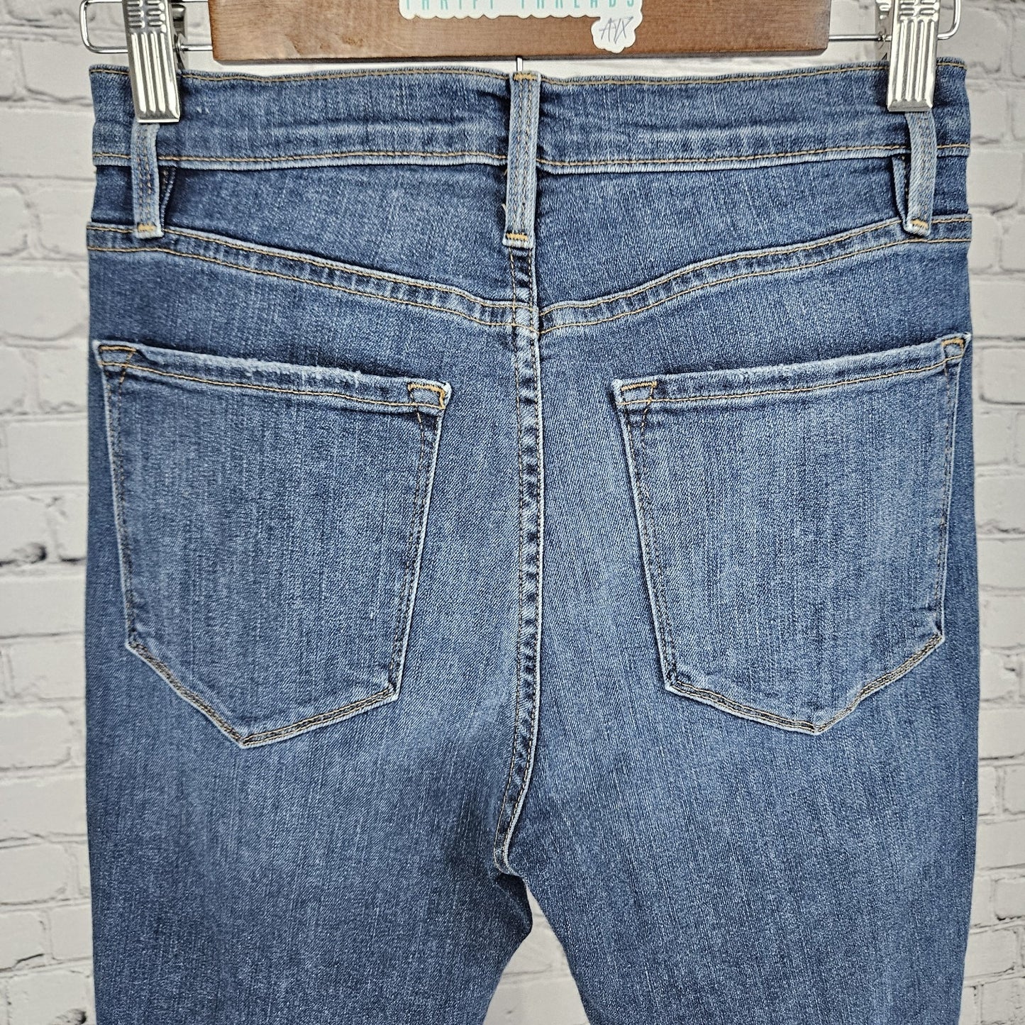 Frame Blue Denim Ali High Rise Cigerette Raw Hem Skinny Jeans USA 26 (26x26)