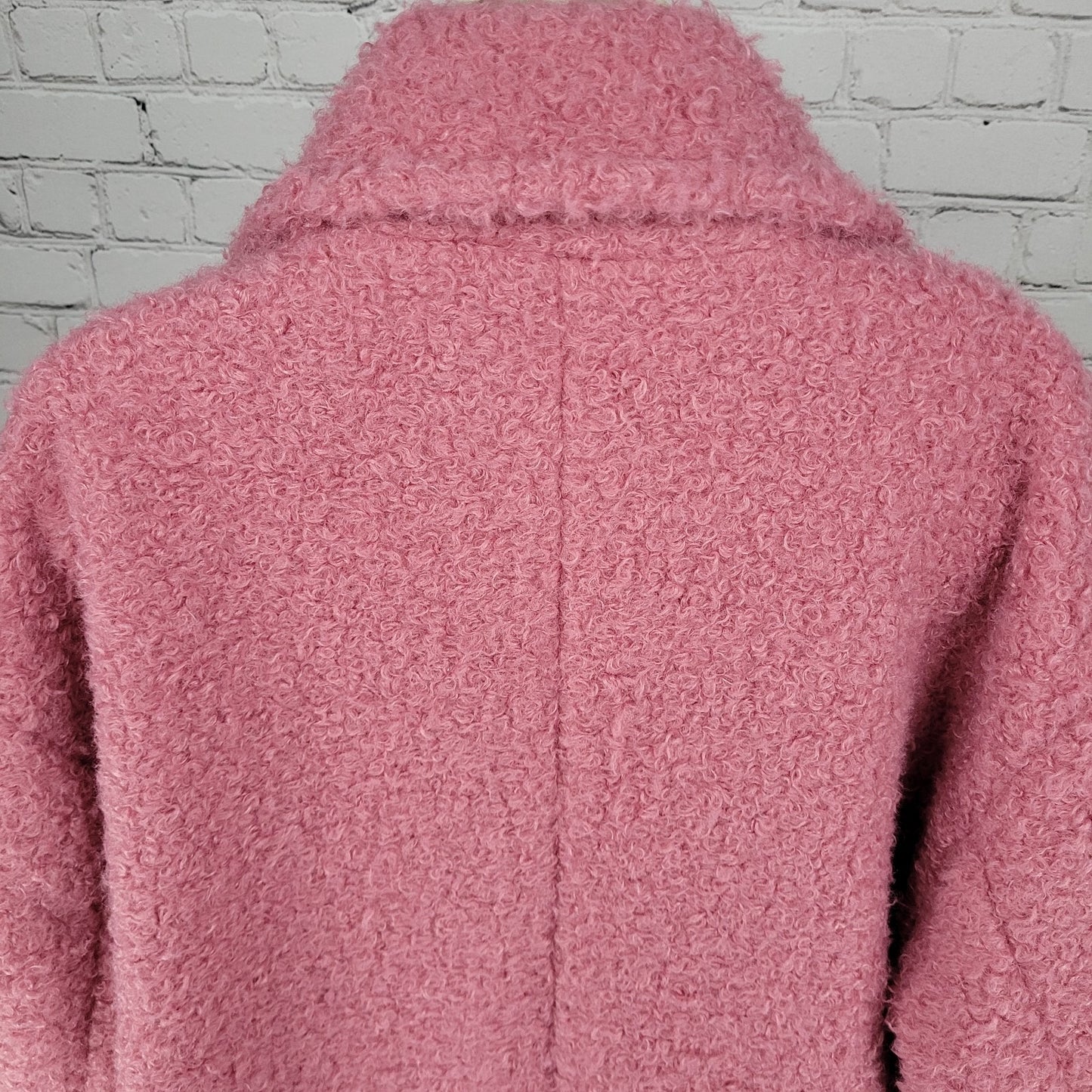 ASOS Luxe Pink Faux Fur Snap Closure Lined Pockets Long Duster Over Coat Size 14
