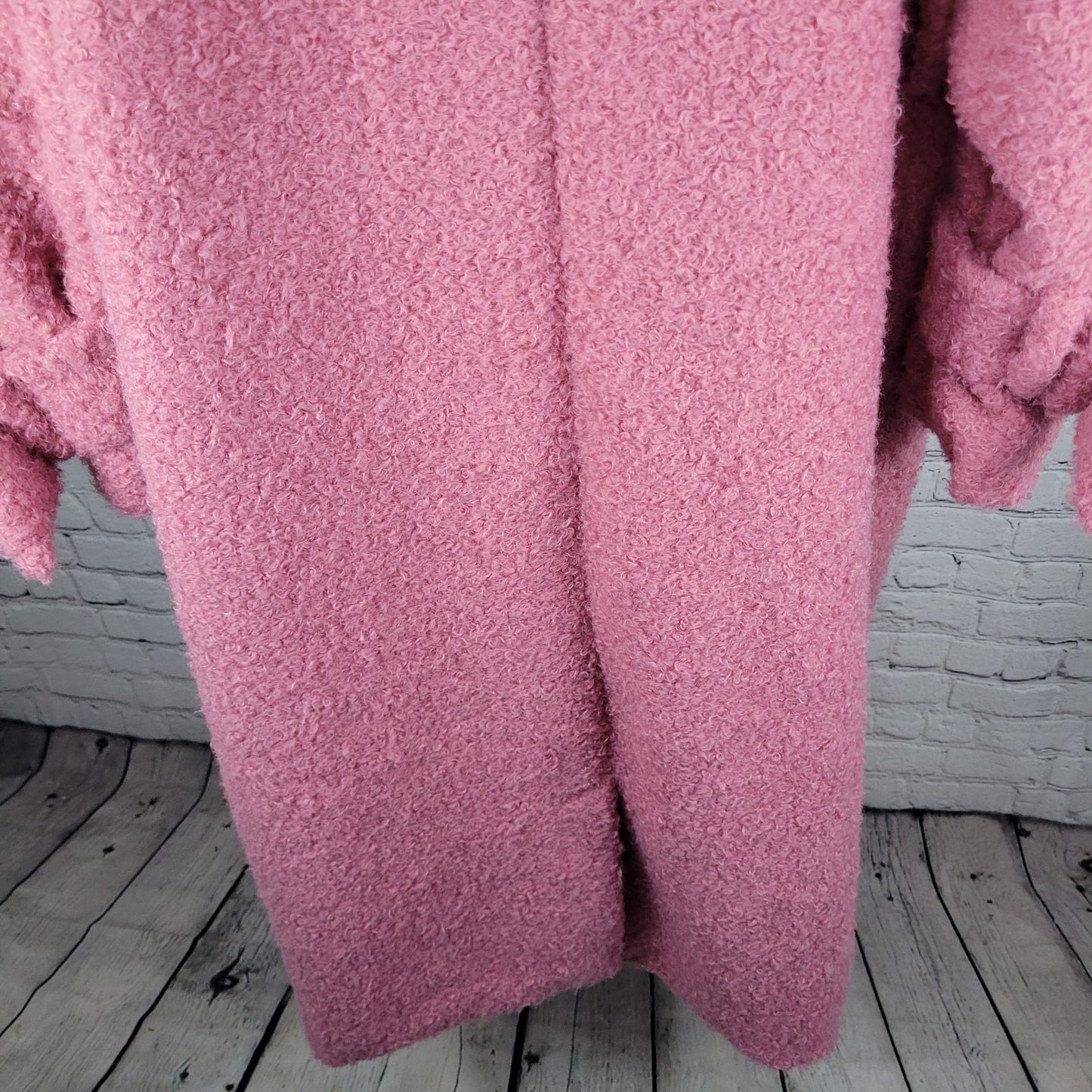 ASOS Luxe Pink Faux Fur Snap Closure Lined Pockets Long Duster Over Coat Size 14