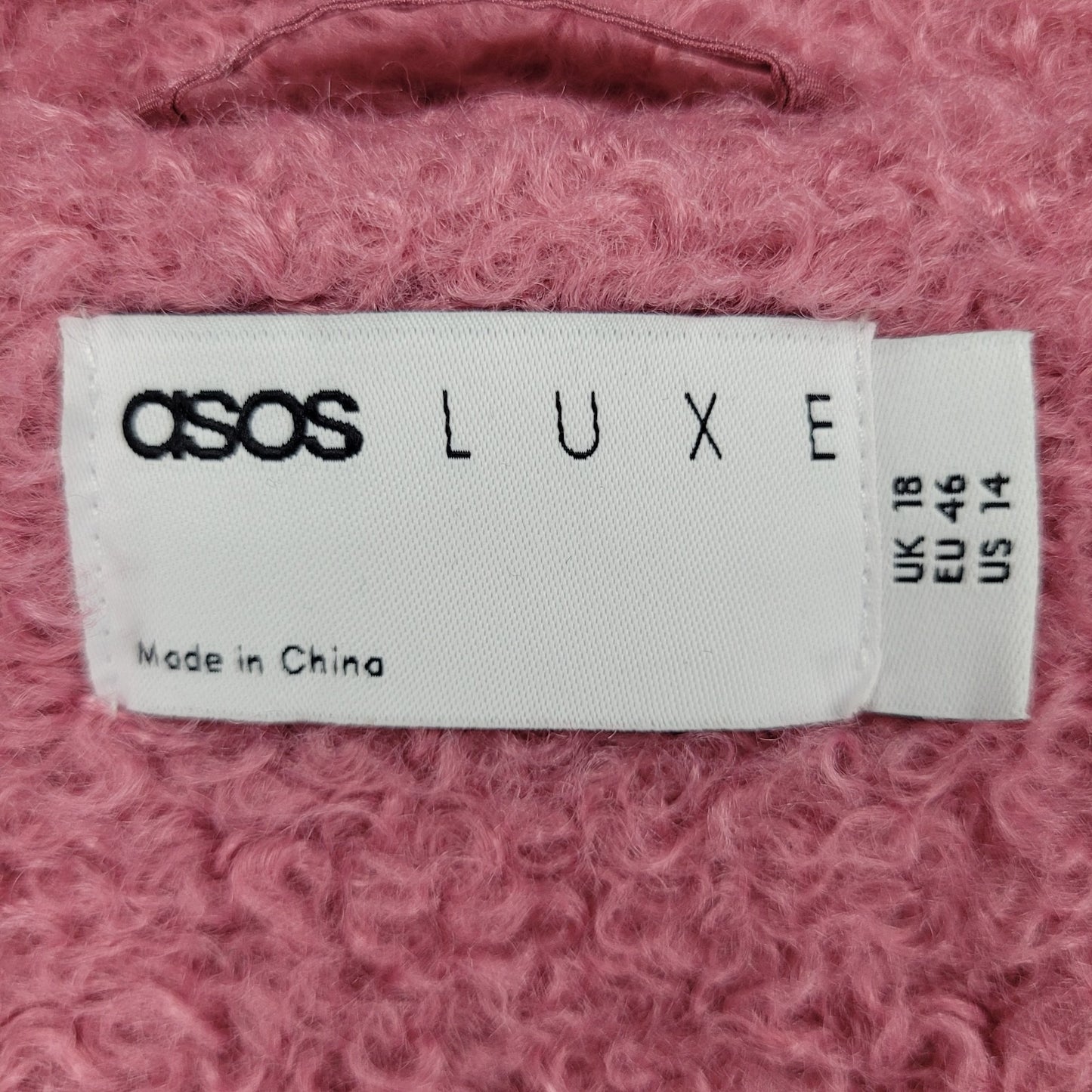 ASOS Luxe Pink Faux Fur Snap Closure Lined Pockets Long Duster Over Coat Size 14