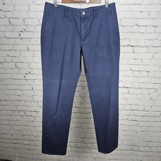 Bonobos Navy Slim Cotton Blend Straight Leg Flat Front Chino Pants 33x32