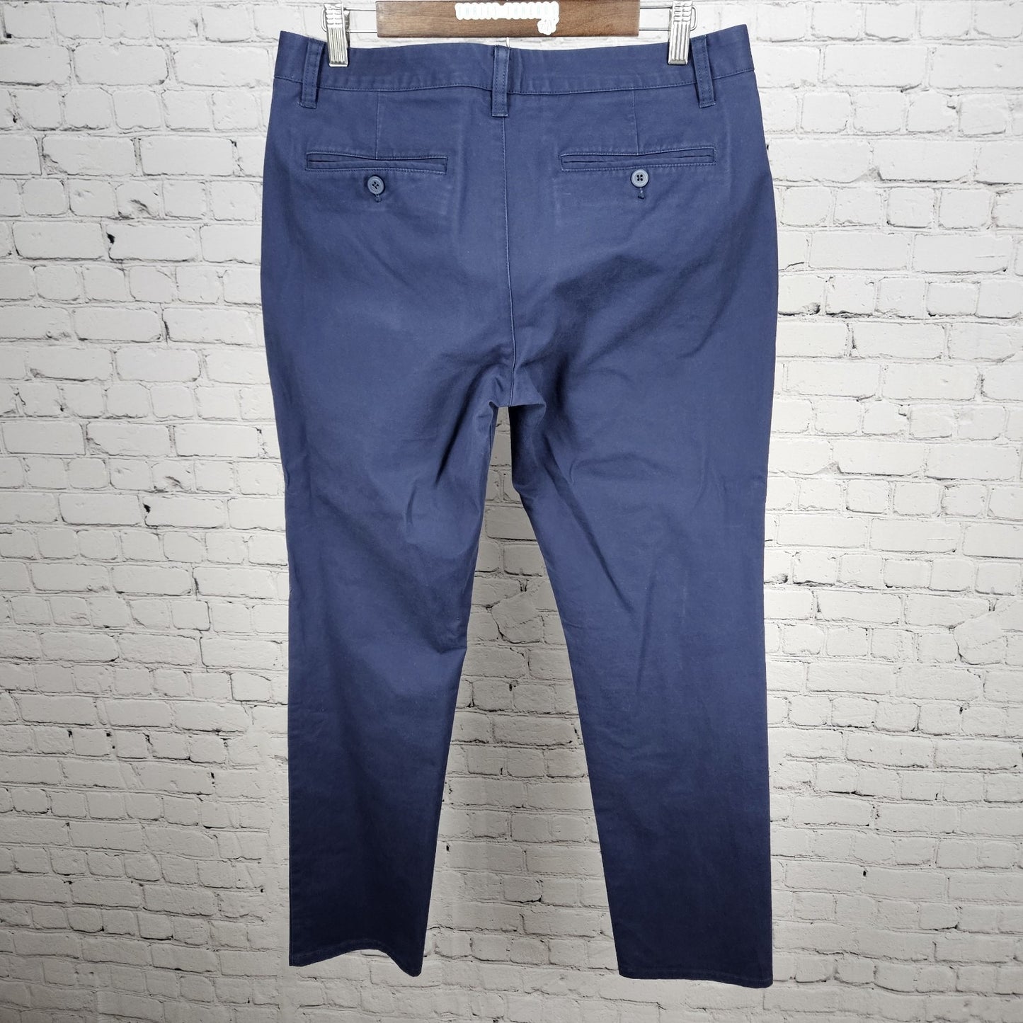 Bonobos Navy Slim Cotton Blend Straight Leg Flat Front Chino Pants 33x32
