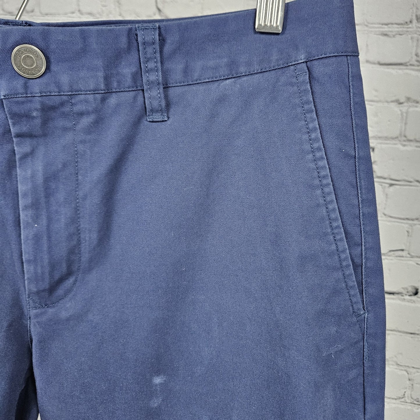 Bonobos Navy Slim Cotton Blend Straight Leg Flat Front Chino Pants 33x32