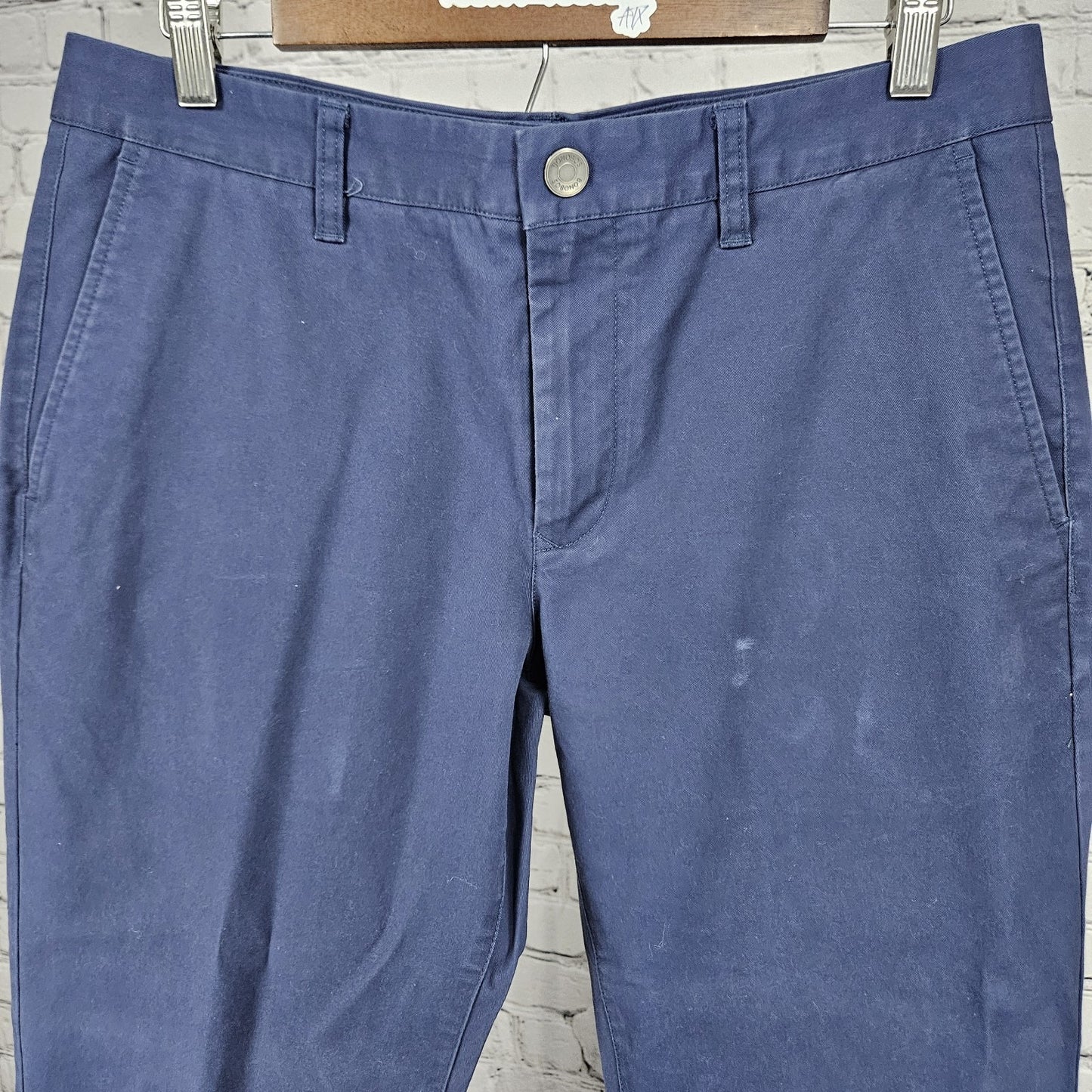 Bonobos Navy Slim Cotton Blend Straight Leg Flat Front Chino Pants 33x32