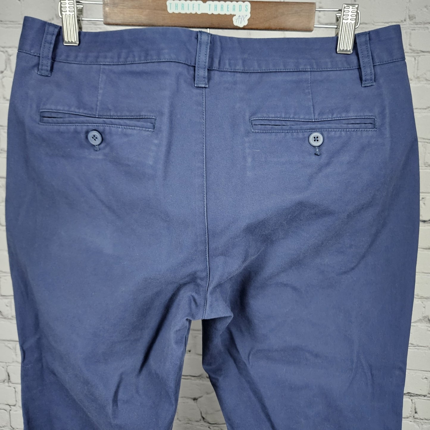 Bonobos Navy Slim Cotton Blend Straight Leg Flat Front Chino Pants 33x32