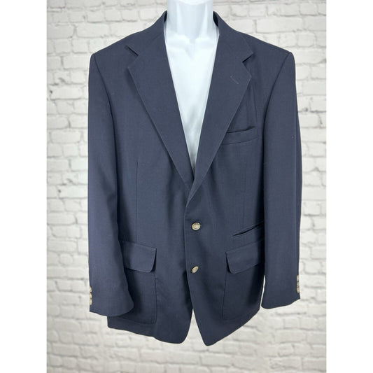 Norm Thompson Dark Blue 2 Button Single Vented Mens Sport Coat Blazer Size 42R