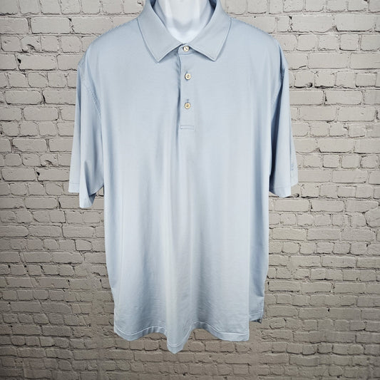 Aterian Logo Peter Millar Blue Summer Comfort Stripe Short Sleeve Polo Shirt XXL