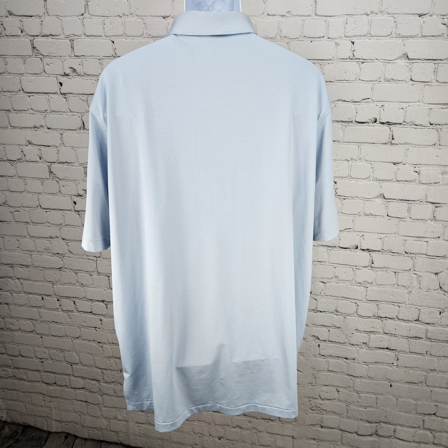 Aterian Logo Peter Millar Blue Summer Comfort Stripe Short Sleeve Polo Shirt XXL