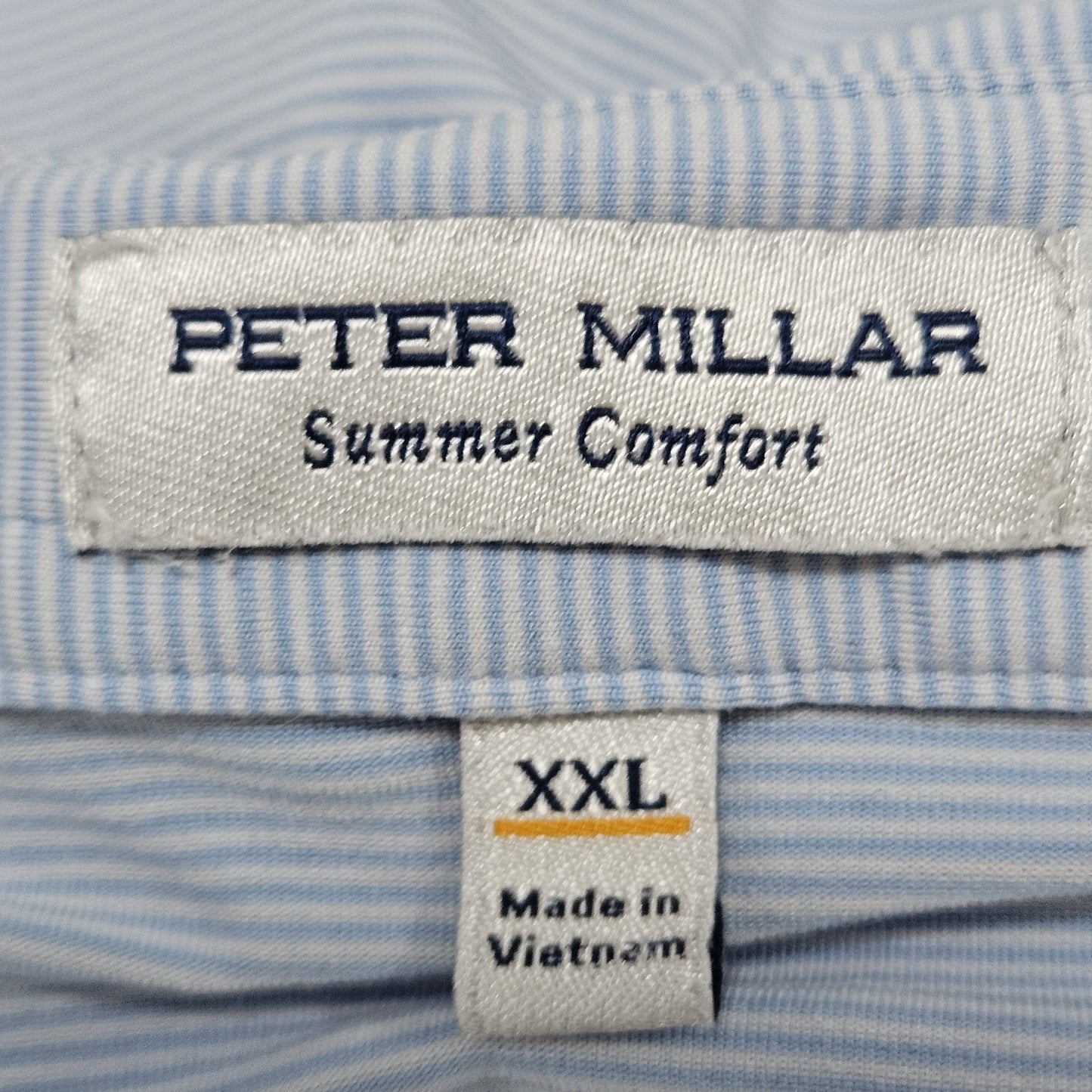 Aterian Logo Peter Millar Blue Summer Comfort Stripe Short Sleeve Polo Shirt XXL