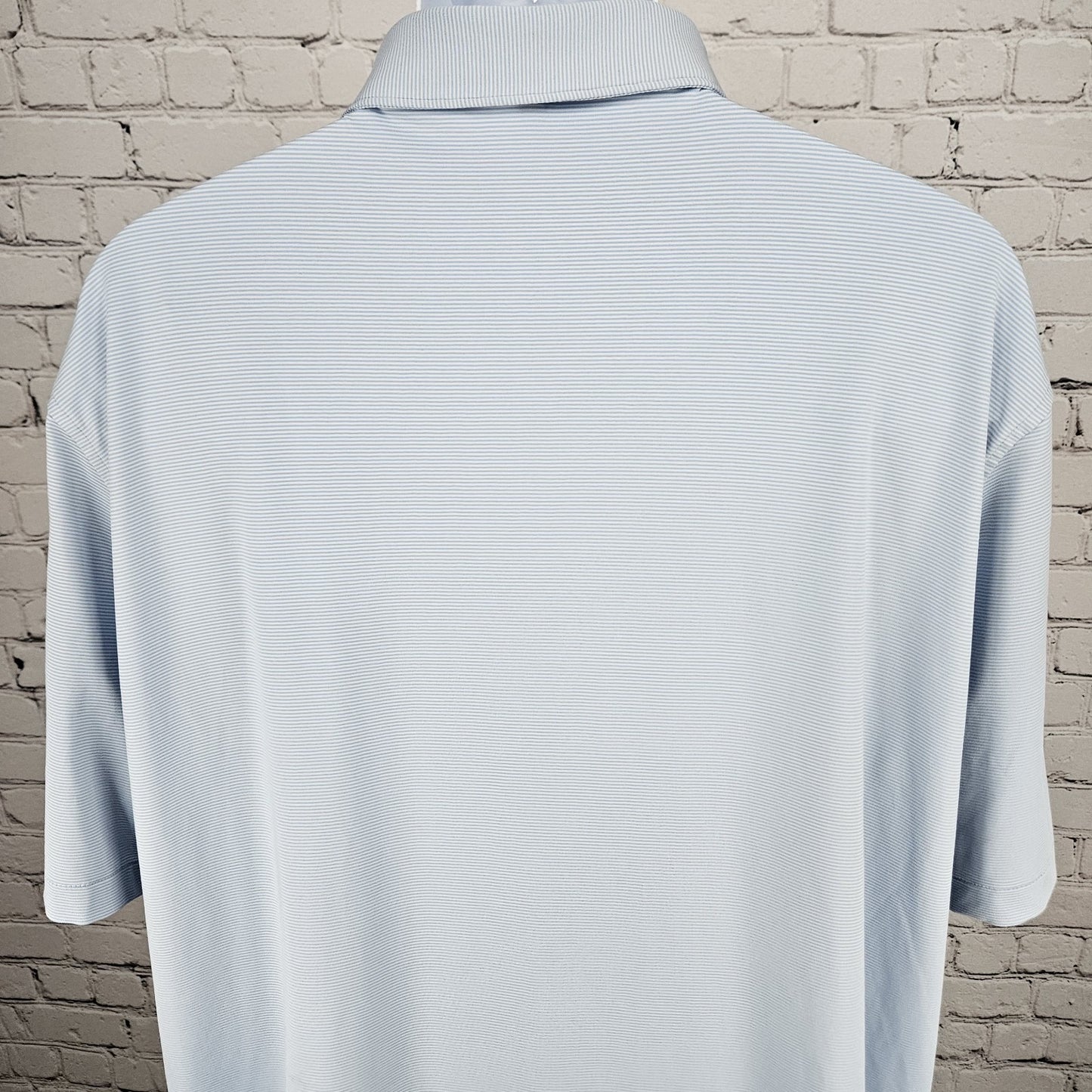 Aterian Logo Peter Millar Blue Summer Comfort Stripe Short Sleeve Polo Shirt XXL