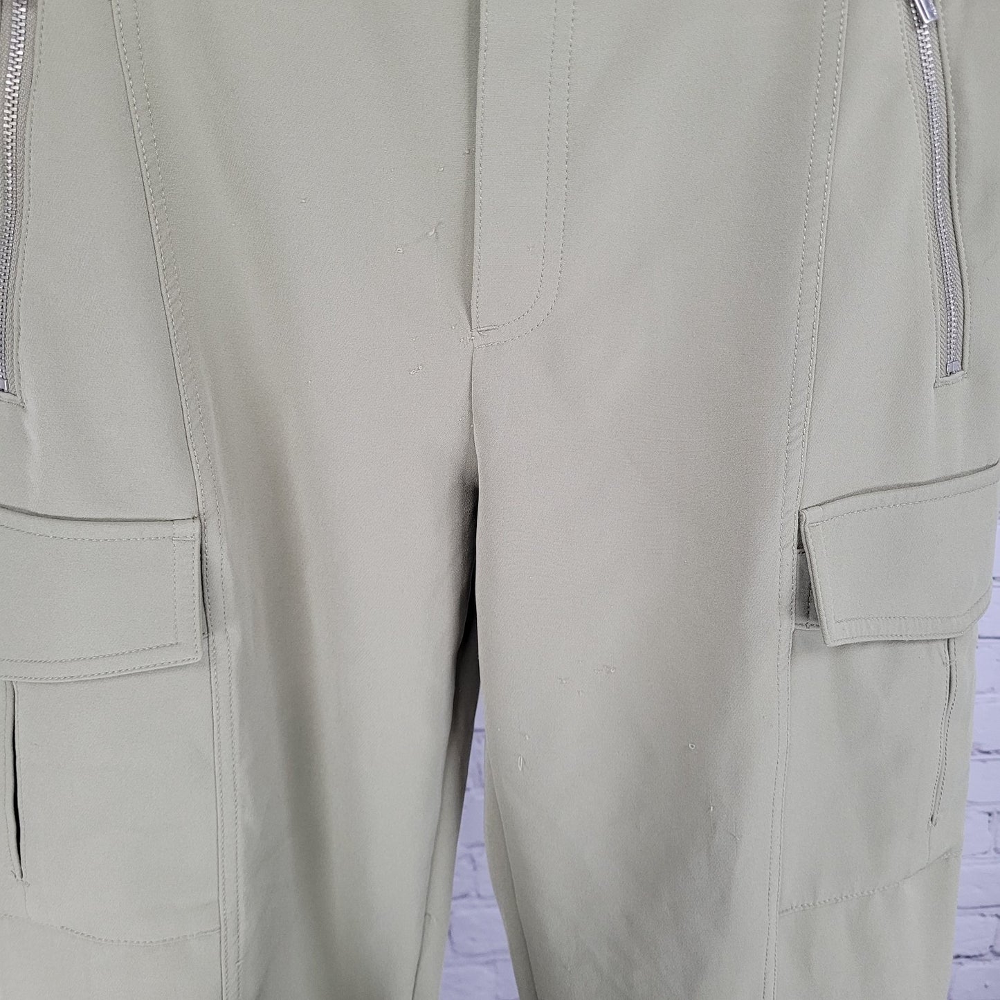 Athleta Green Athleisure Stretch High Rise Cargo Pockets Pants Size 4 (26x39)