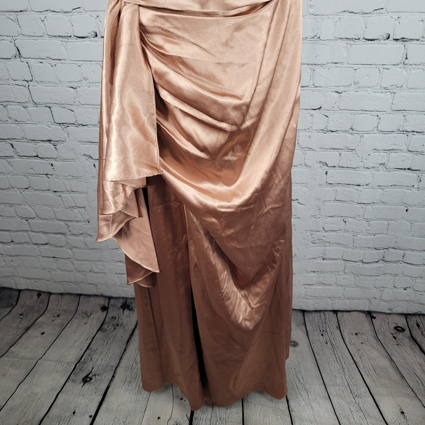 Azazie Rose Gold Pink One Shoulder Pleated Bridesmaid Dress Size C Custom