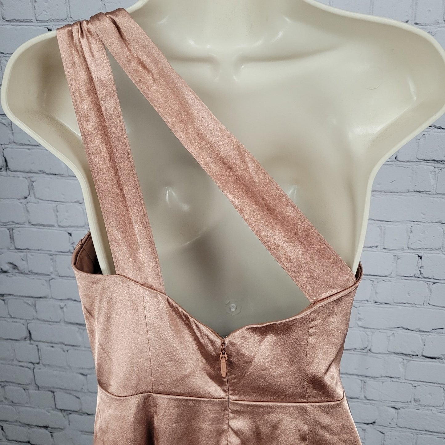Azazie Rose Gold Pink One Shoulder Pleated Bridesmaid Dress Size C Custom