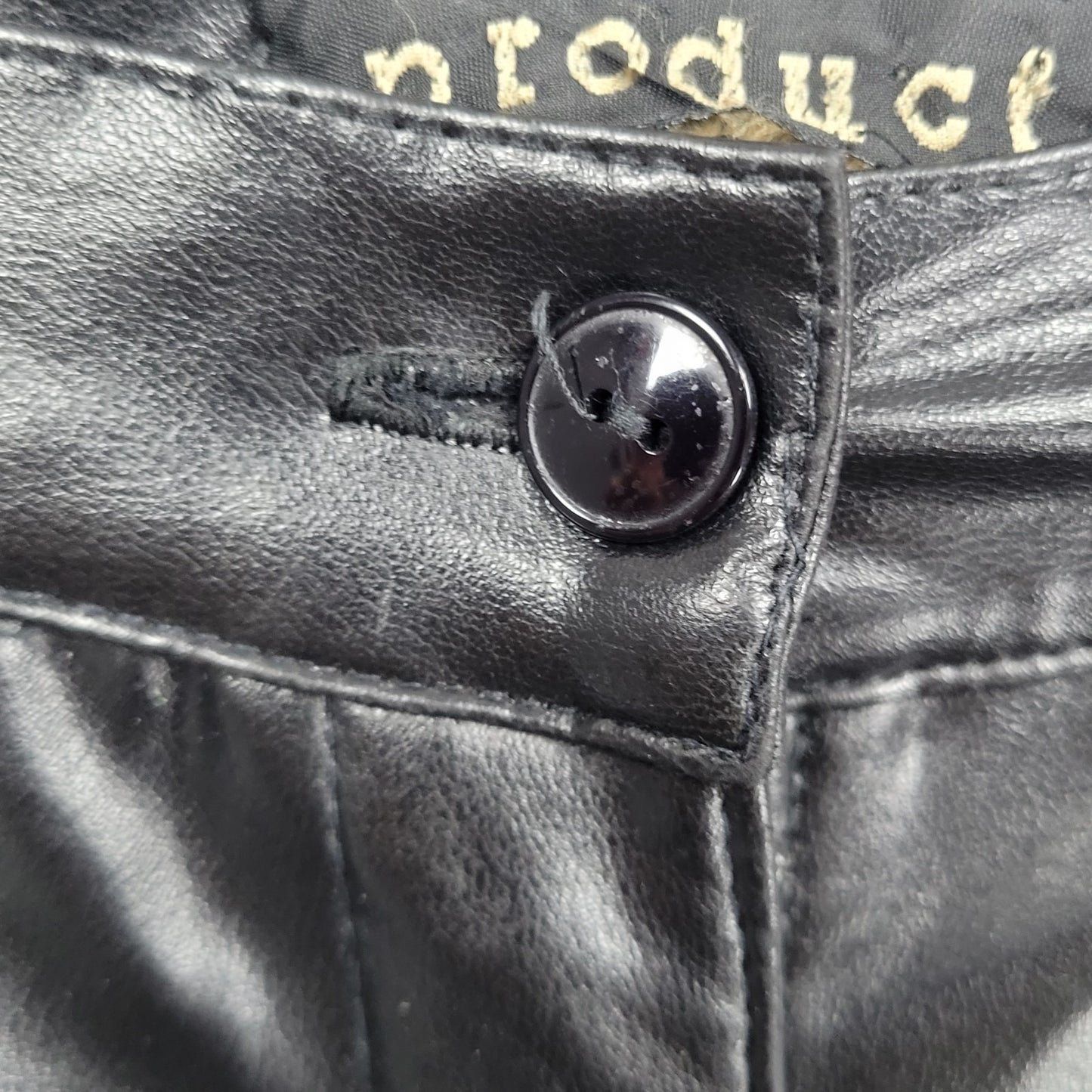 VTG Product Black Leather Mid Rise Straight Leg Pants USA Large L (38x30.5)