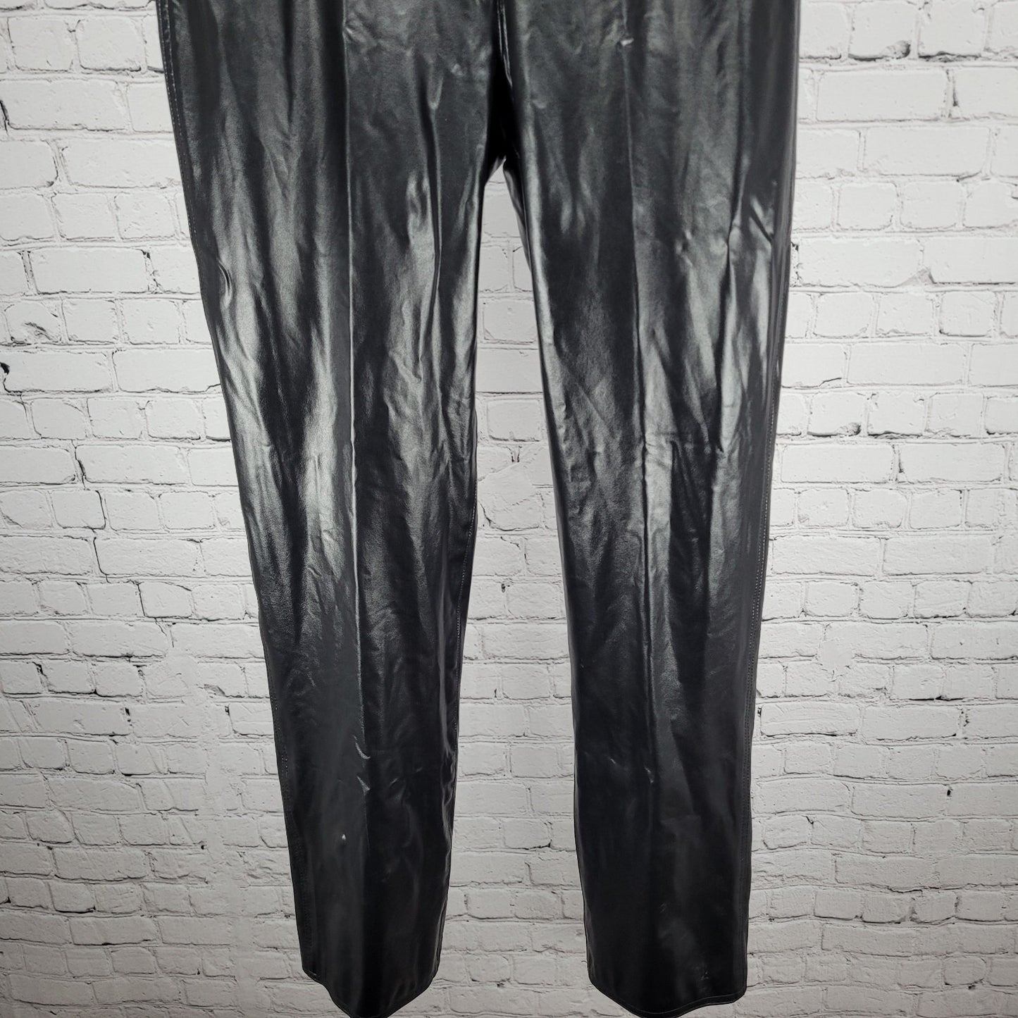 VTG Product Black Leather Mid Rise Straight Leg Pants USA Large L (38x30.5)