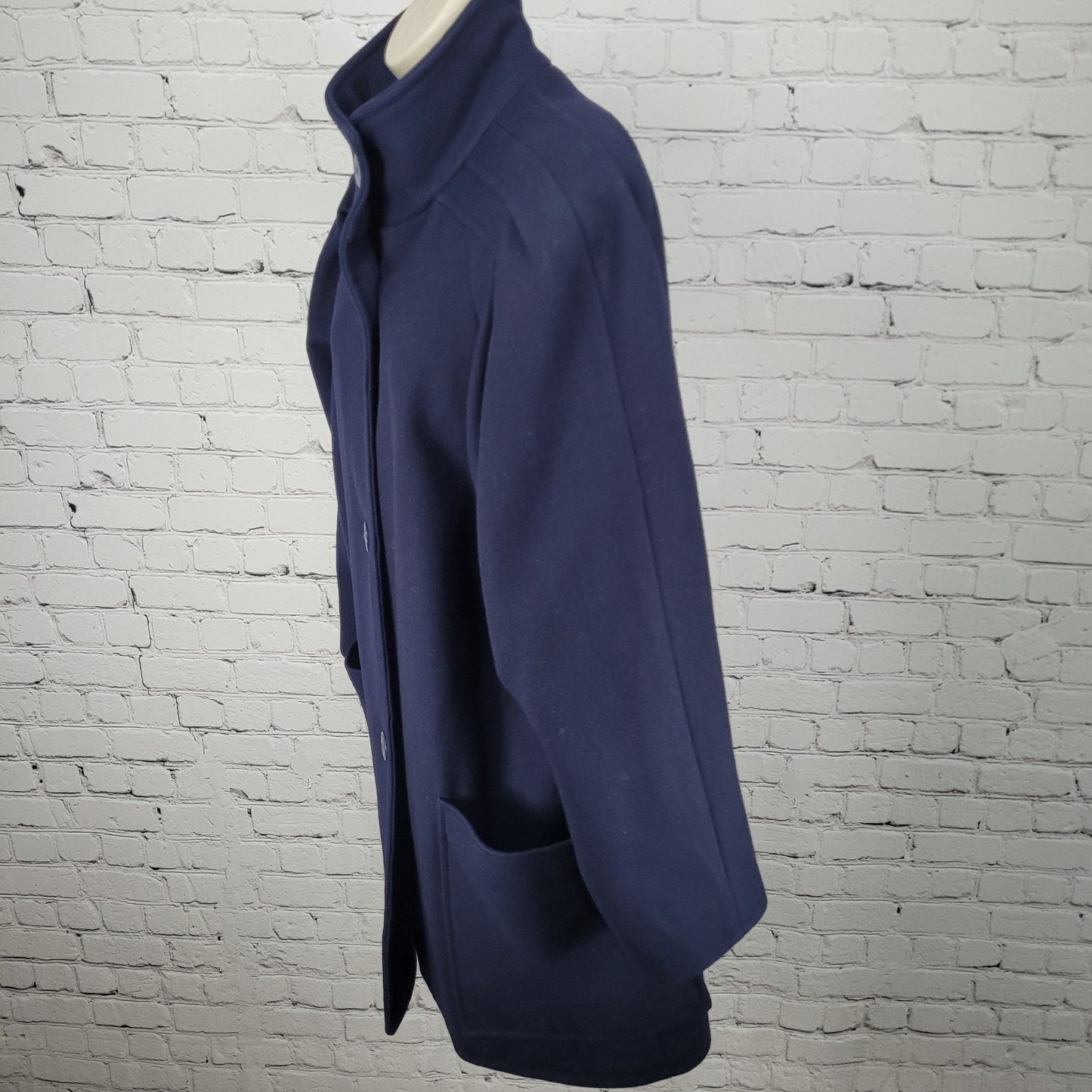 J. Gallery Navy Wool Blend Pockets Collared Buttoned Lined Over Coat Size 11/12