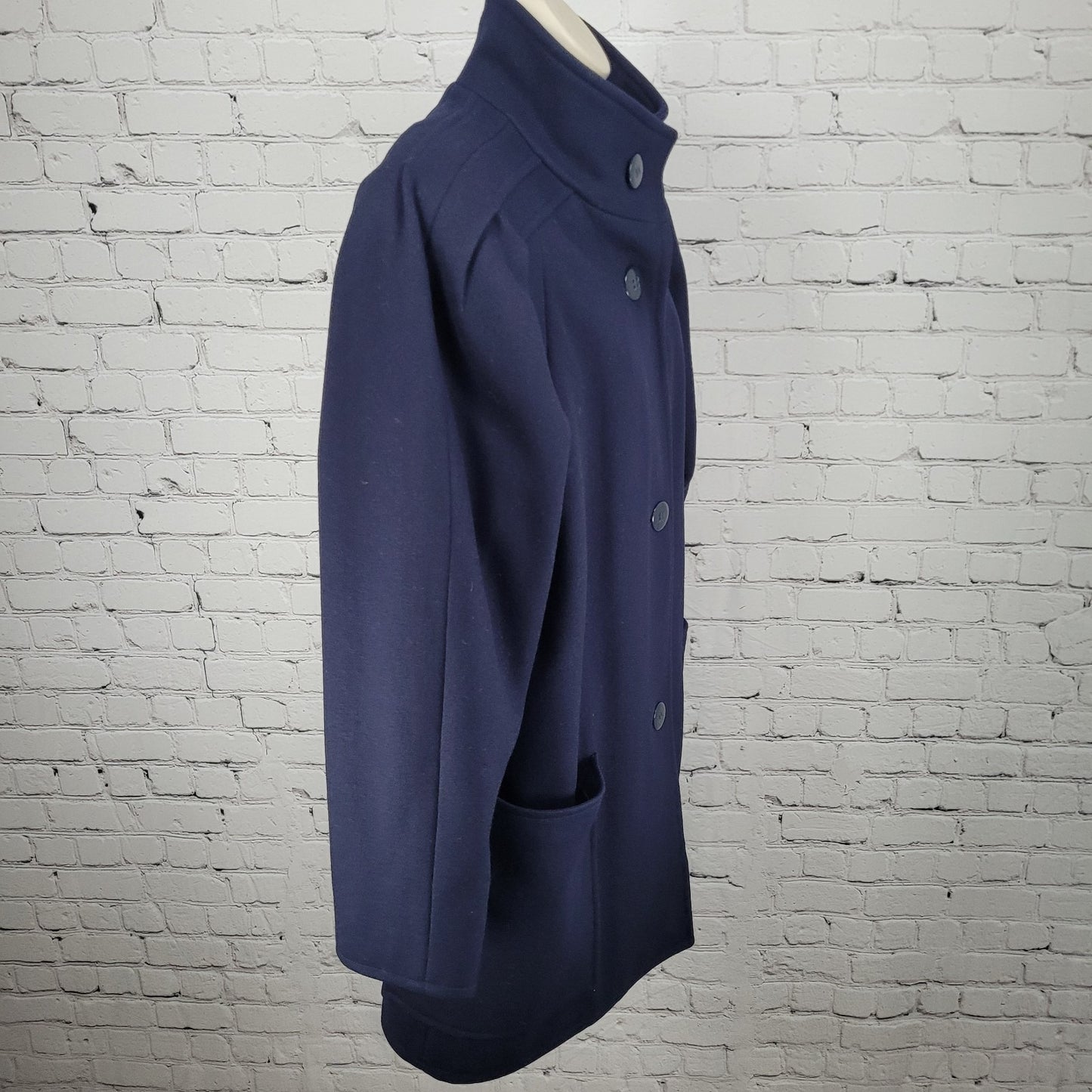 J. Gallery Navy Wool Blend Pockets Collared Buttoned Lined Over Coat Size 11/12