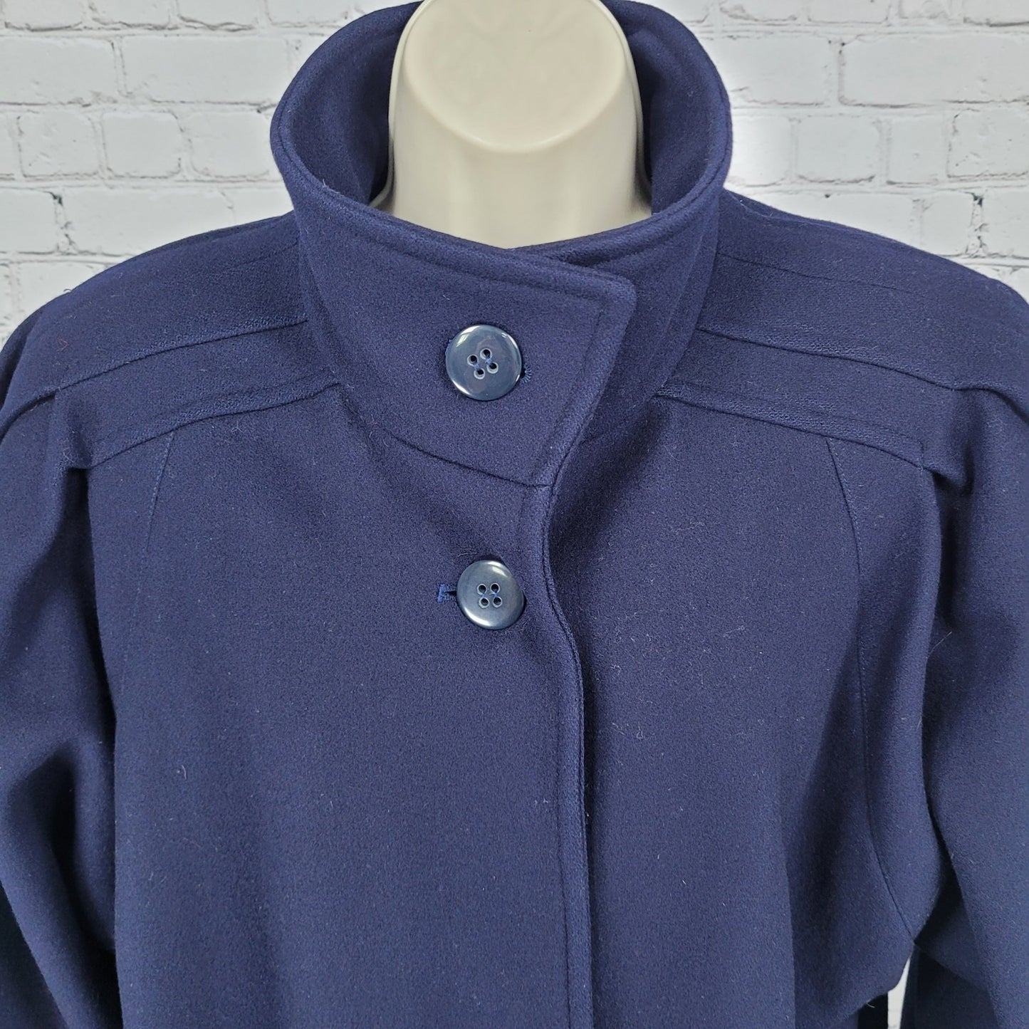 J. Gallery Navy Wool Blend Pockets Collared Buttoned Lined Over Coat Size 11/12