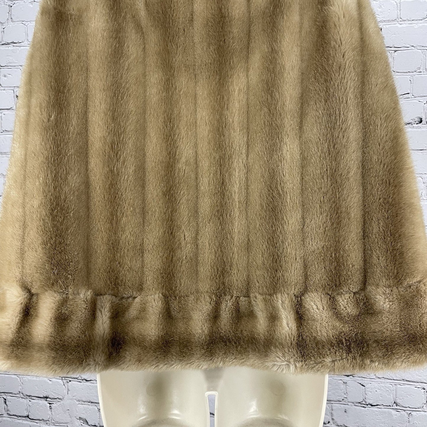 VTG Tissavel Lepshire Tan French Faux Fur Lined Open Poncho Coat Cape One Size