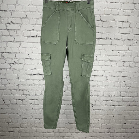 SPANX Green Twill Skinny Pant Slimming Stretch Pull On Size Medium M (26x29.5)
