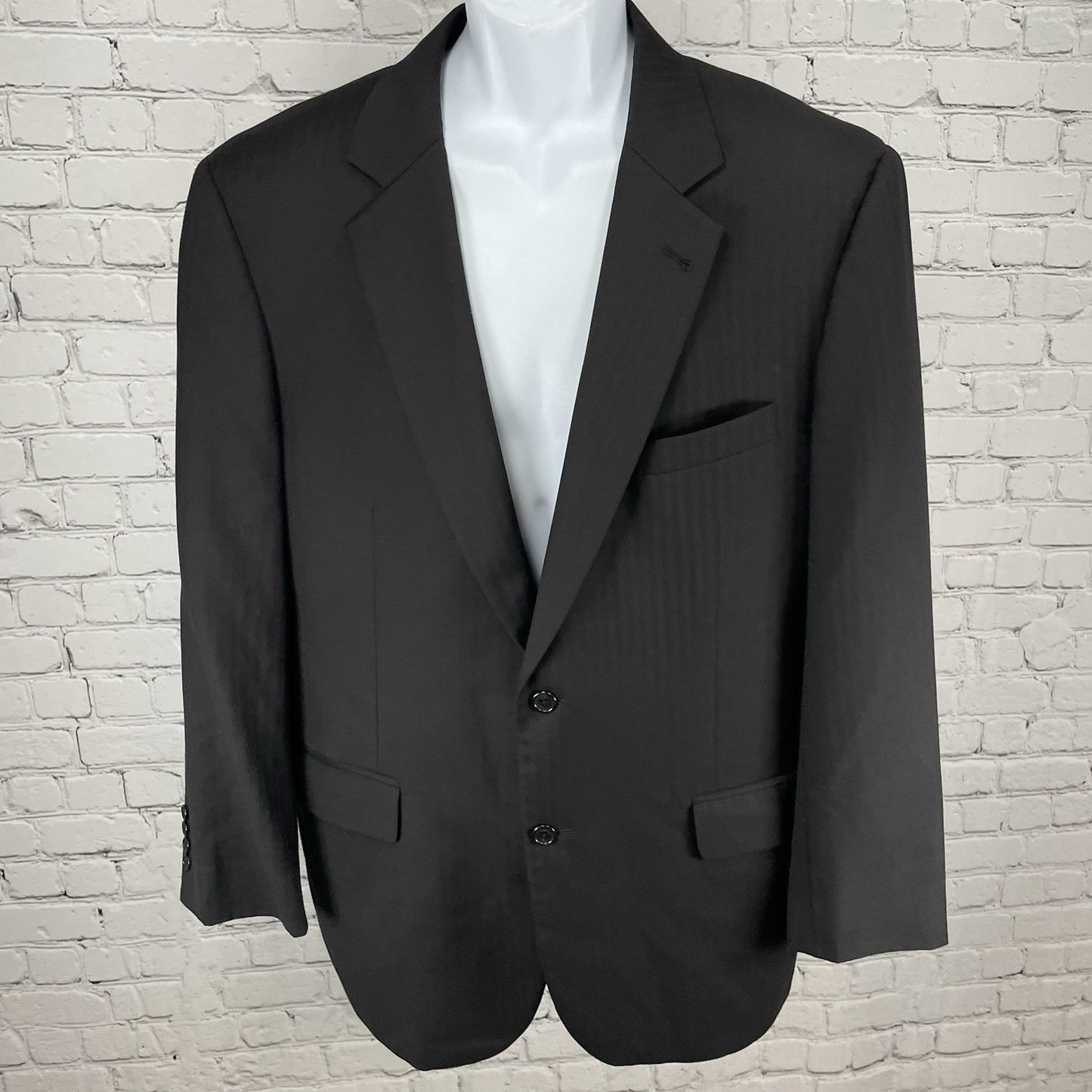 Jos A Bank Signature Collection Black Striped Wool 2 Button Blazer Sportcoat 43R