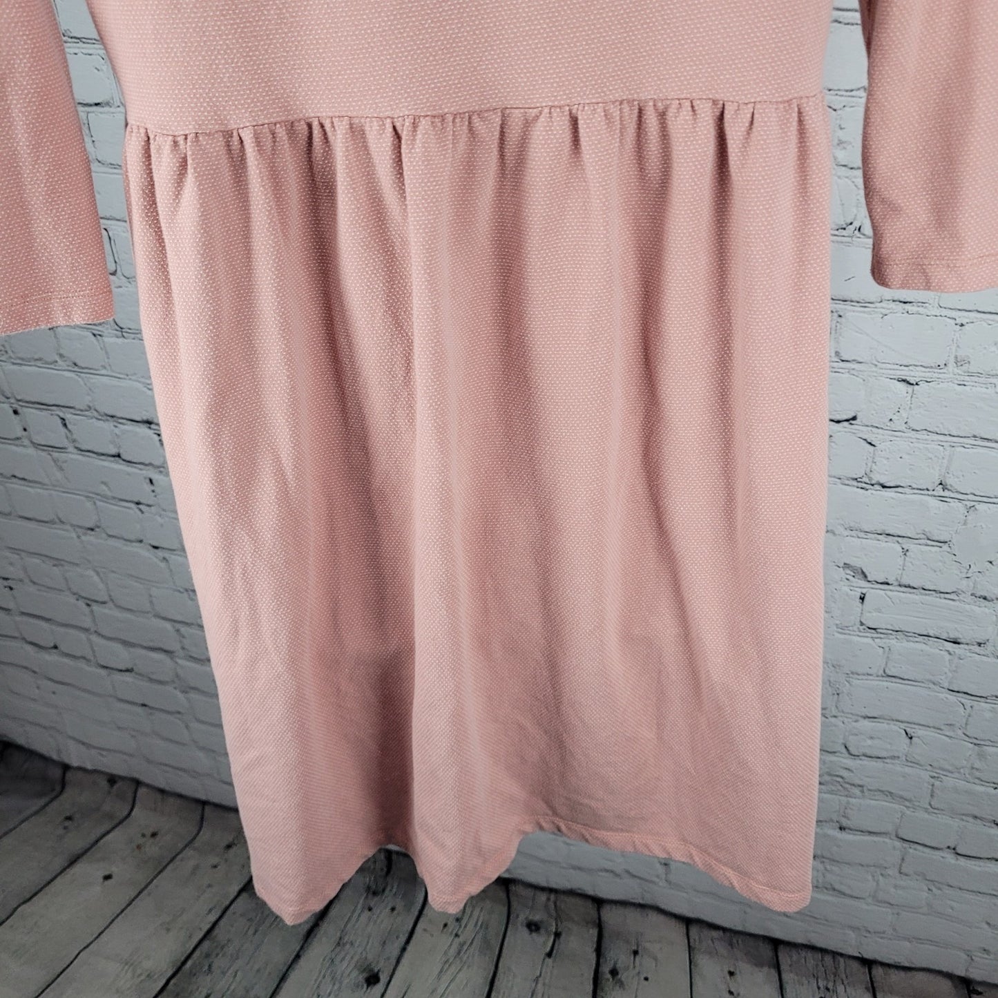 Synergy Pink Organic Cotton Stretch 3/4 Sleeve Ruched Knee Length Dress Small S