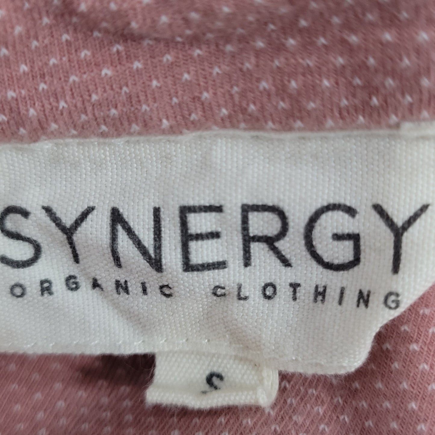 Synergy Pink Organic Cotton Stretch 3/4 Sleeve Ruched Knee Length Dress Small S