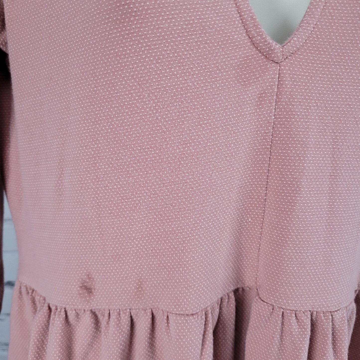 Synergy Pink Organic Cotton Stretch 3/4 Sleeve Ruched Knee Length Dress Small S