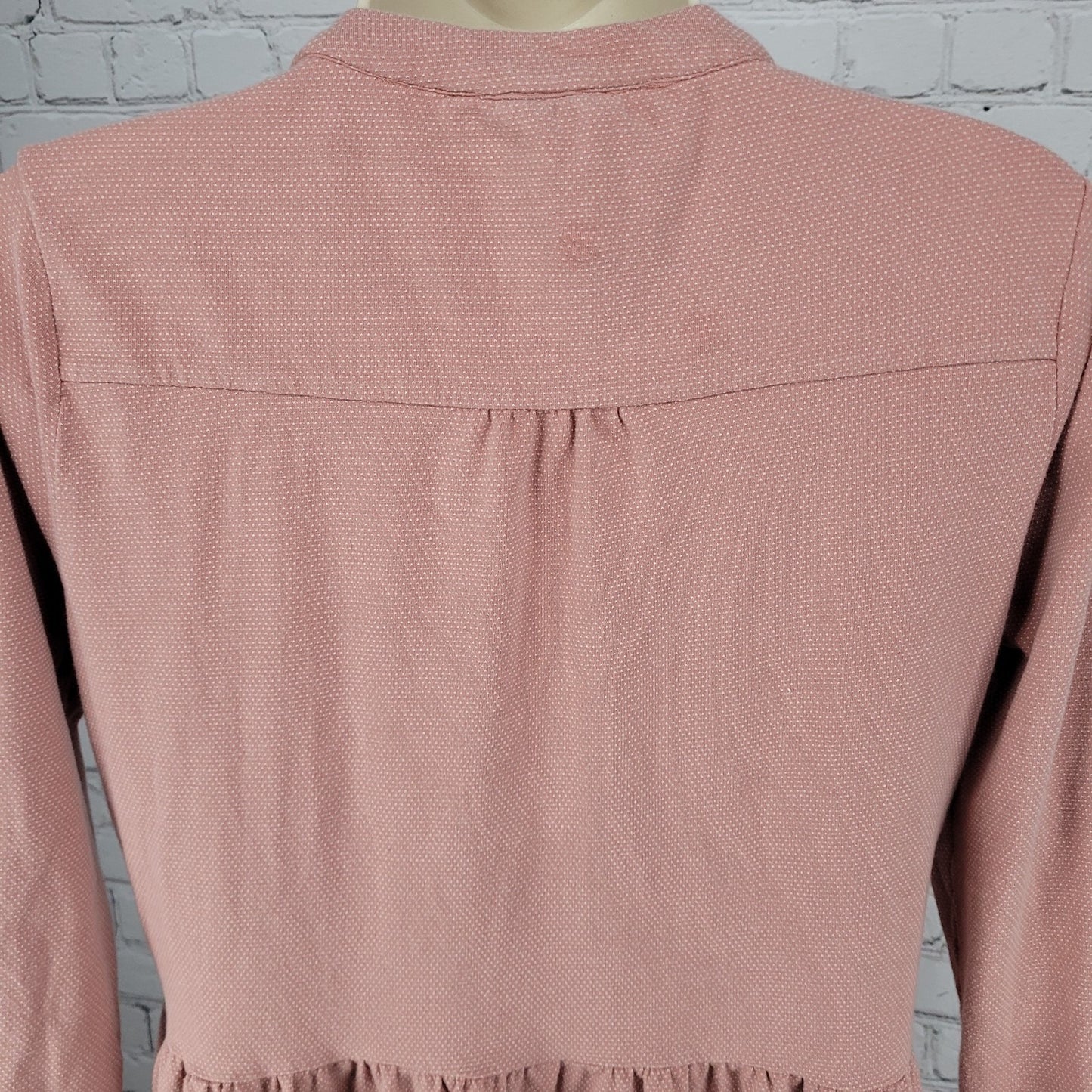 Synergy Pink Organic Cotton Stretch 3/4 Sleeve Ruched Knee Length Dress Small S
