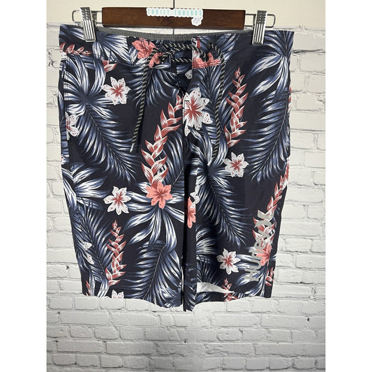 Hurley Blue Floral Pocket Drawstring Board Shorts Swim Trunks Unlined Men’s 28